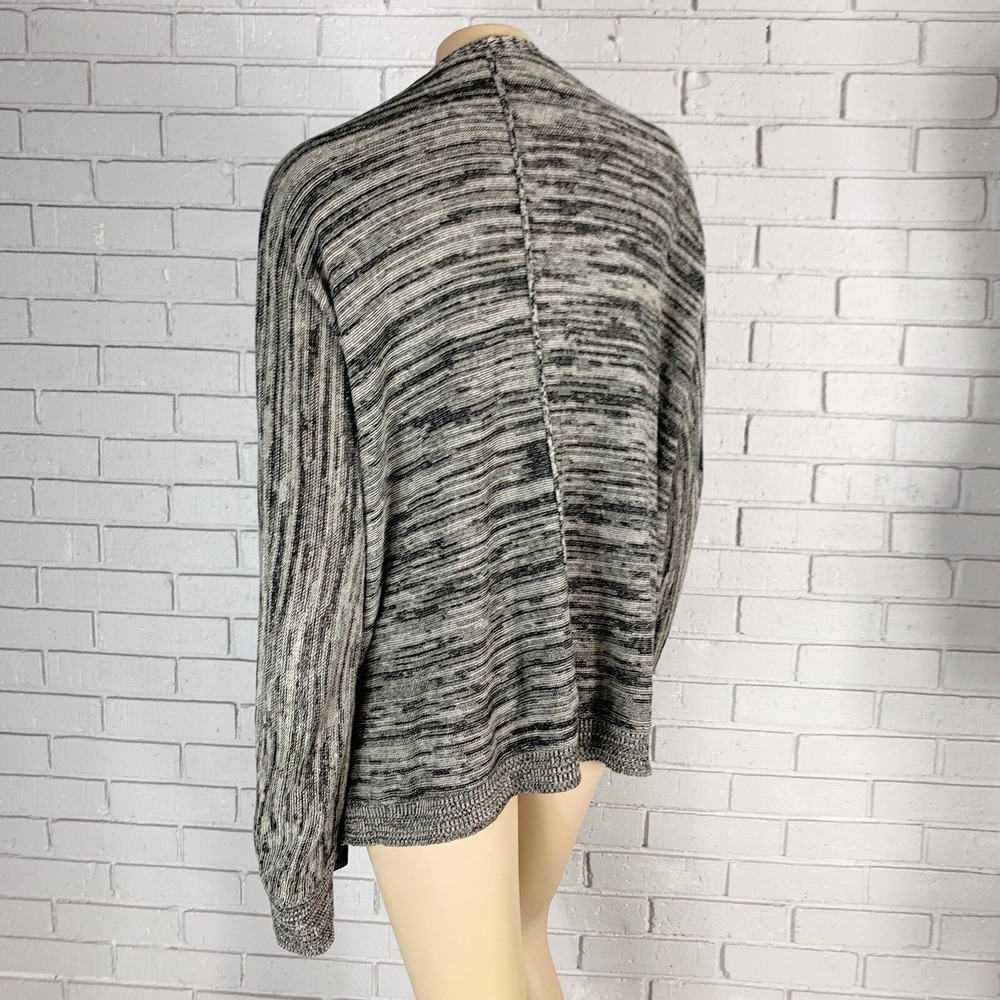 Eileen Fisher Linen Open Front Shawl Collar Black White Cardigan Quiet Luxury XL - Picture 8 of 11